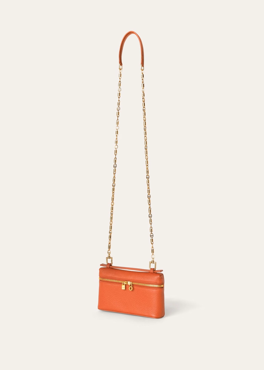Extra Pocket Mini Bag in generfd kalfsleer Coral Fiction/Sun Gold