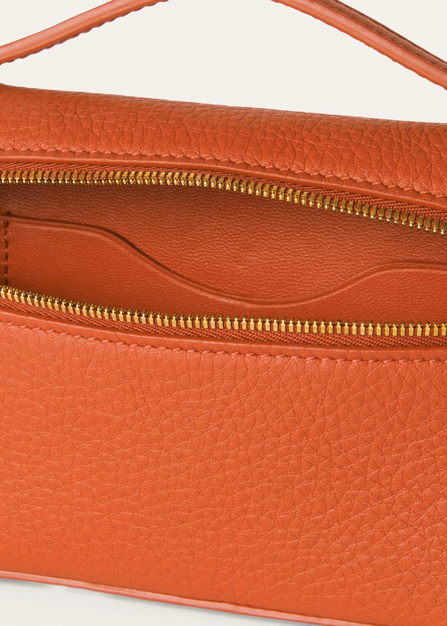 Extra Pocket Mini Bag in generfd kalfsleer Coral Fiction/Sun Gold