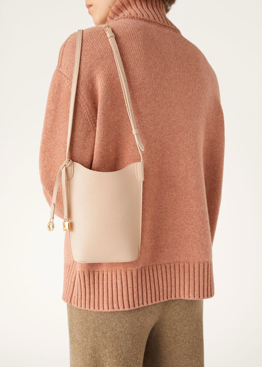 Telefoonhoesje Bale van generfd kalfsleer, crèmekleurig, honing/zonnegoud.