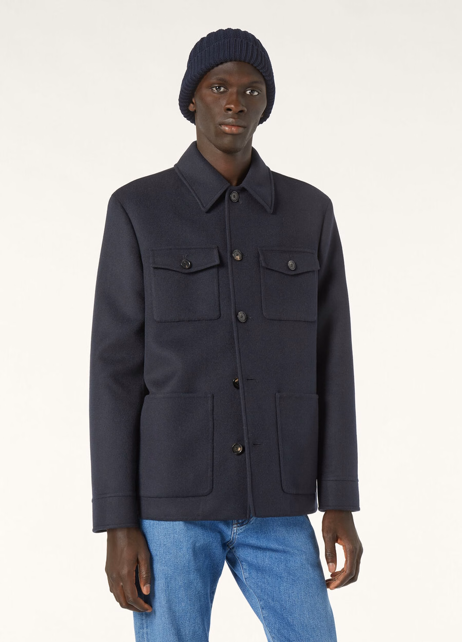 Marineblauwe kasjmier peacoat