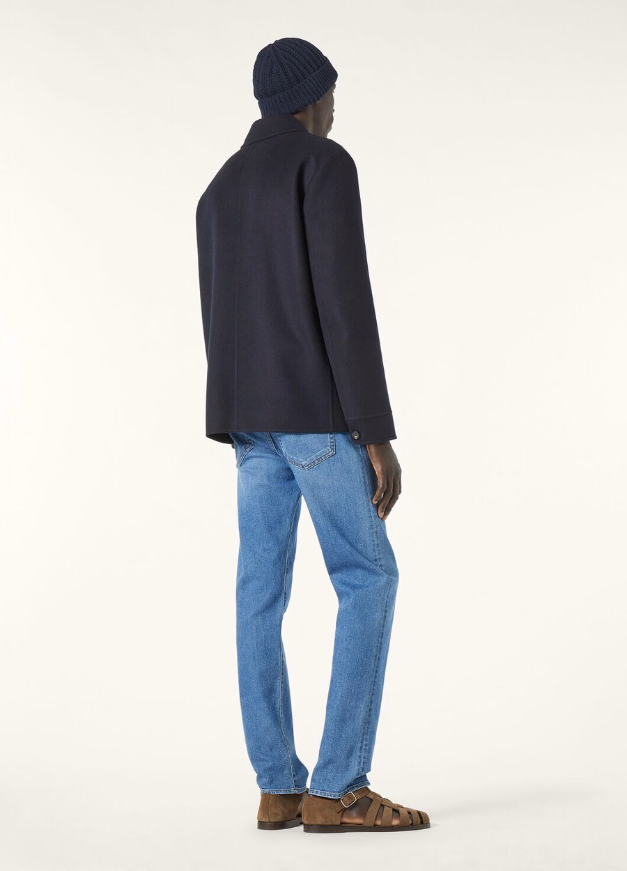 Marineblauwe kasjmier peacoat