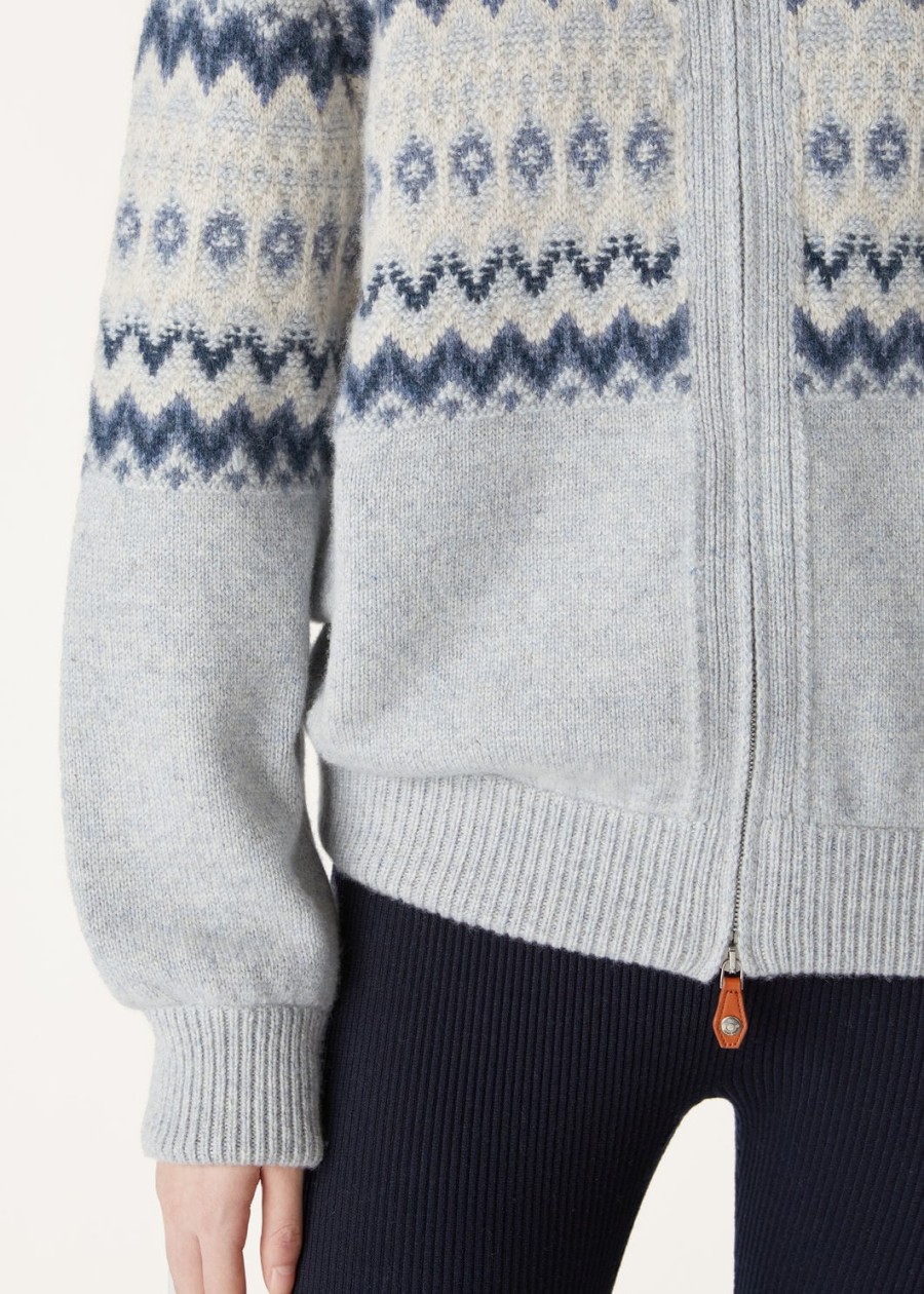 alpe pile kasjmier bomber sweater pearl stone melangeseafoam serenity