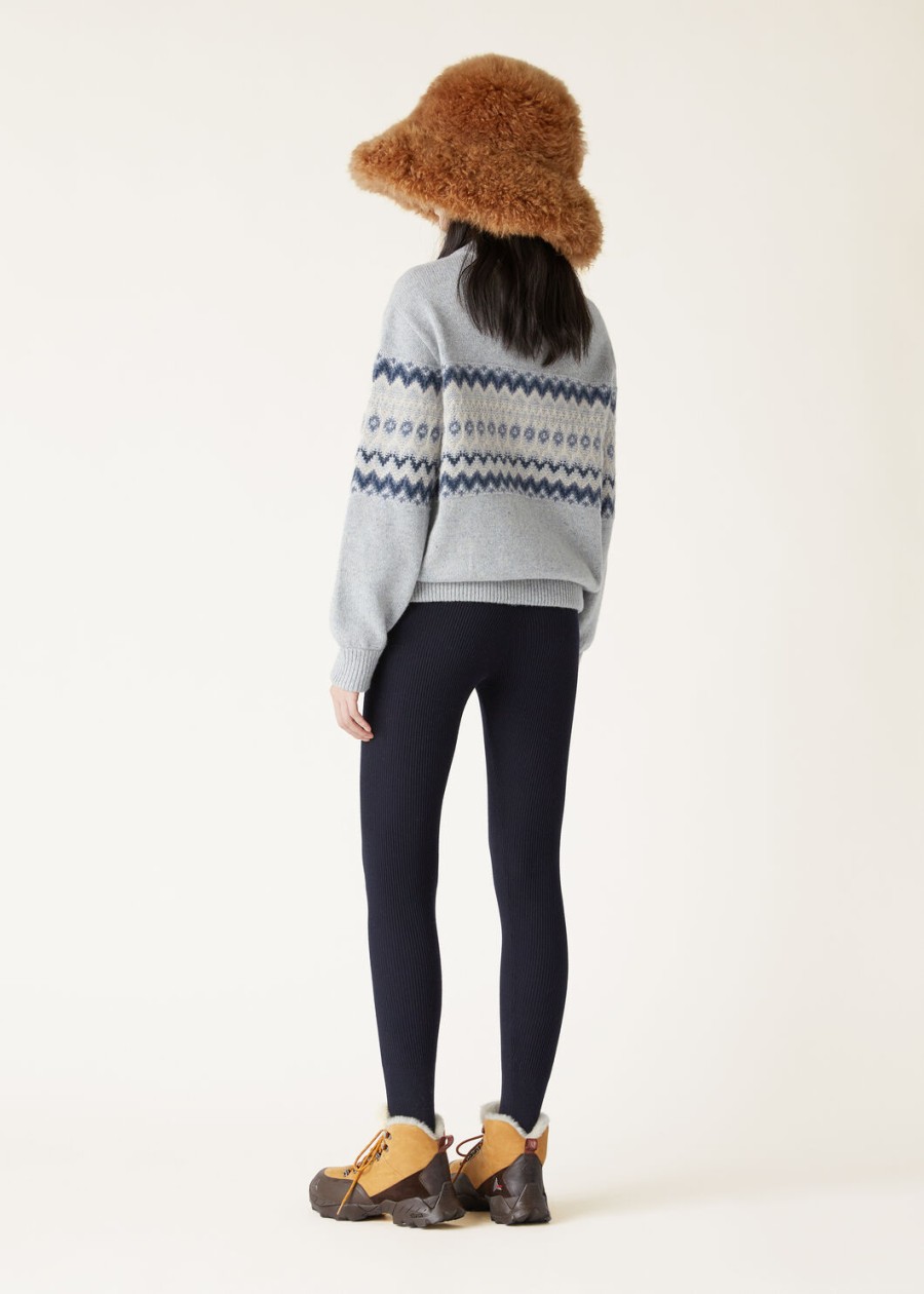 alpe pile kasjmier bomber sweater pearl stone melangeseafoam serenity
