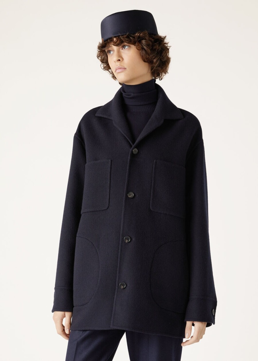 jillian marineblauwe kasjmier overshirt