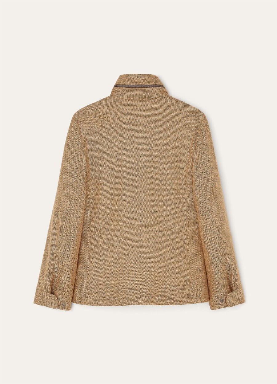 traveller mini field jacket zijde kasjmier camelbruin chevron