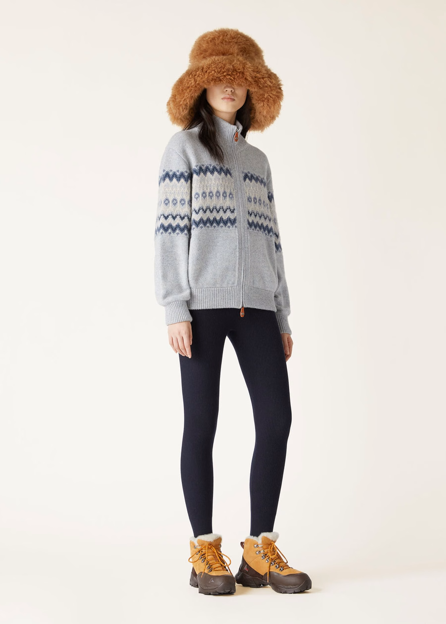 Alpe Pile Kasjmier Bomber Sweater Pearl Stone Melange/Seafoam Serenity