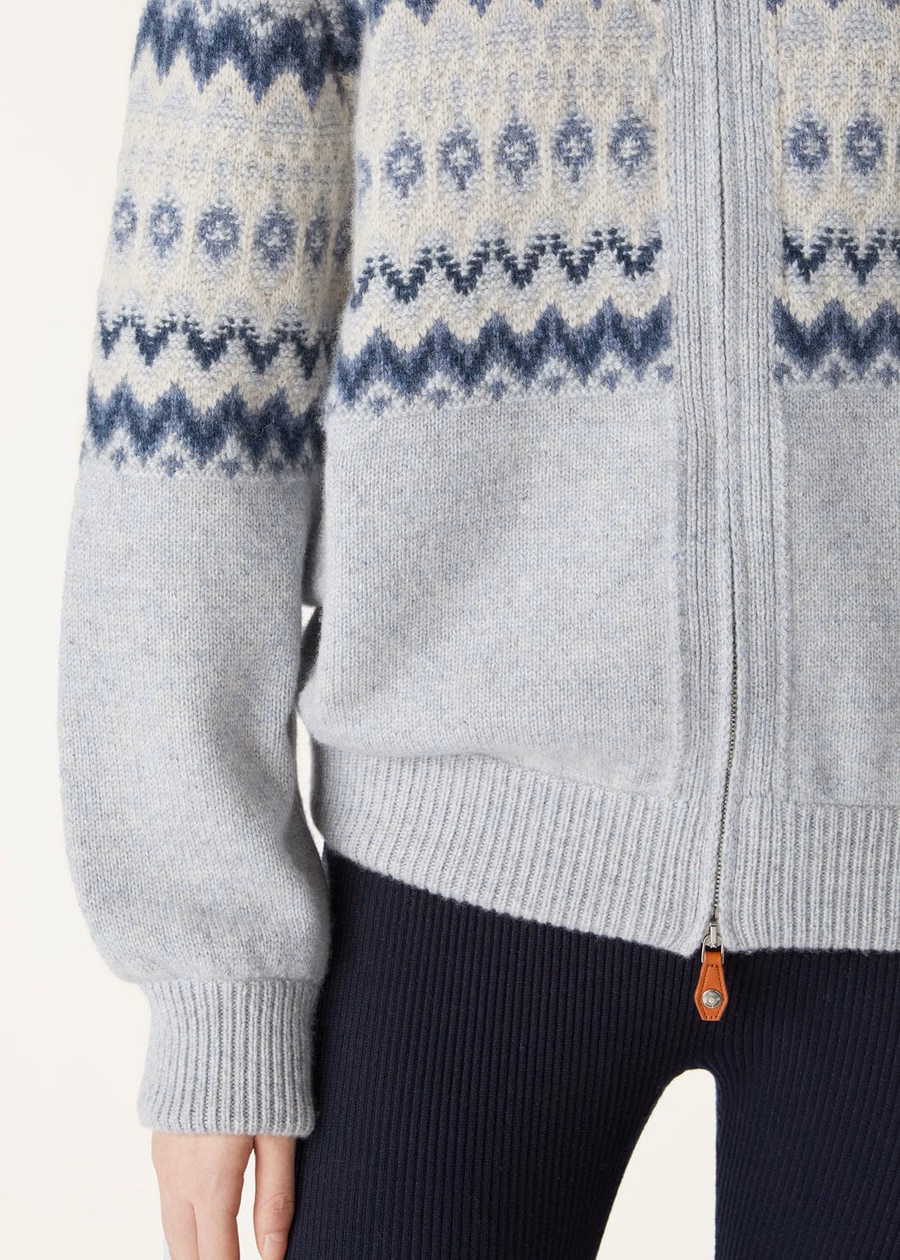 Alpe Pile Kasjmier Bomber Sweater Pearl Stone Melange/Seafoam Serenity
