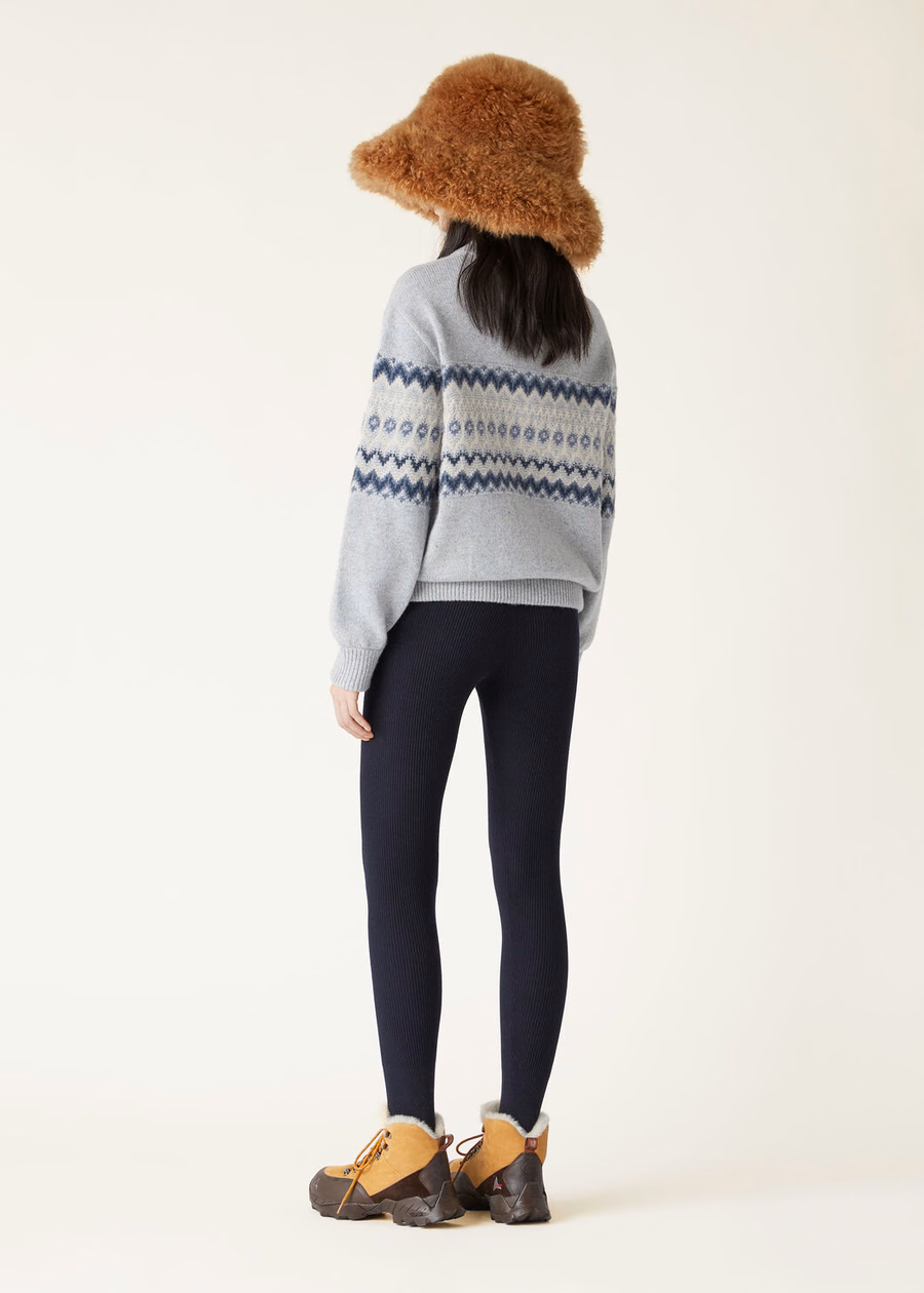 Alpe Pile Kasjmier Bomber Sweater Pearl Stone Melange/Seafoam Serenity