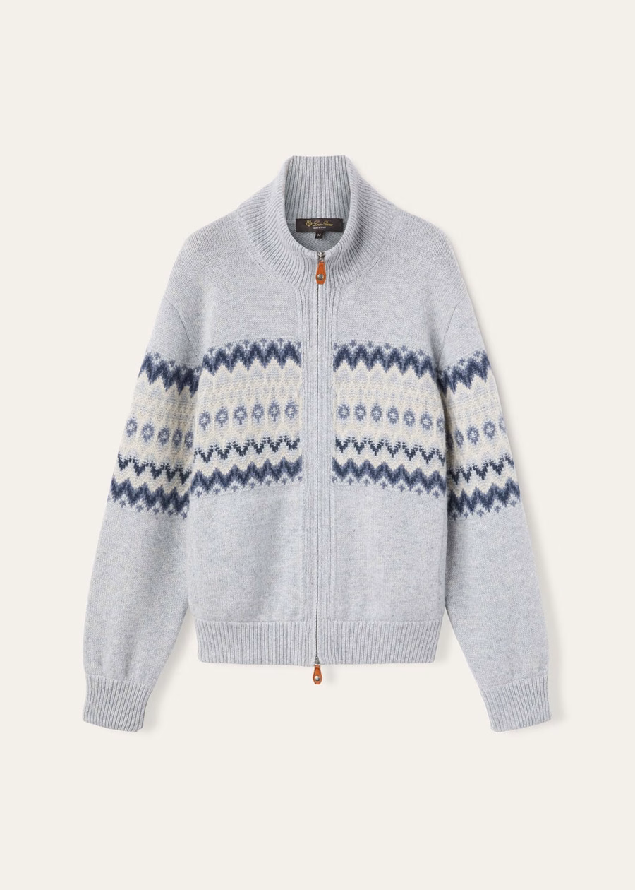 Alpe Pile Kasjmier Bomber Sweater Pearl Stone Melange/Seafoam Serenity
