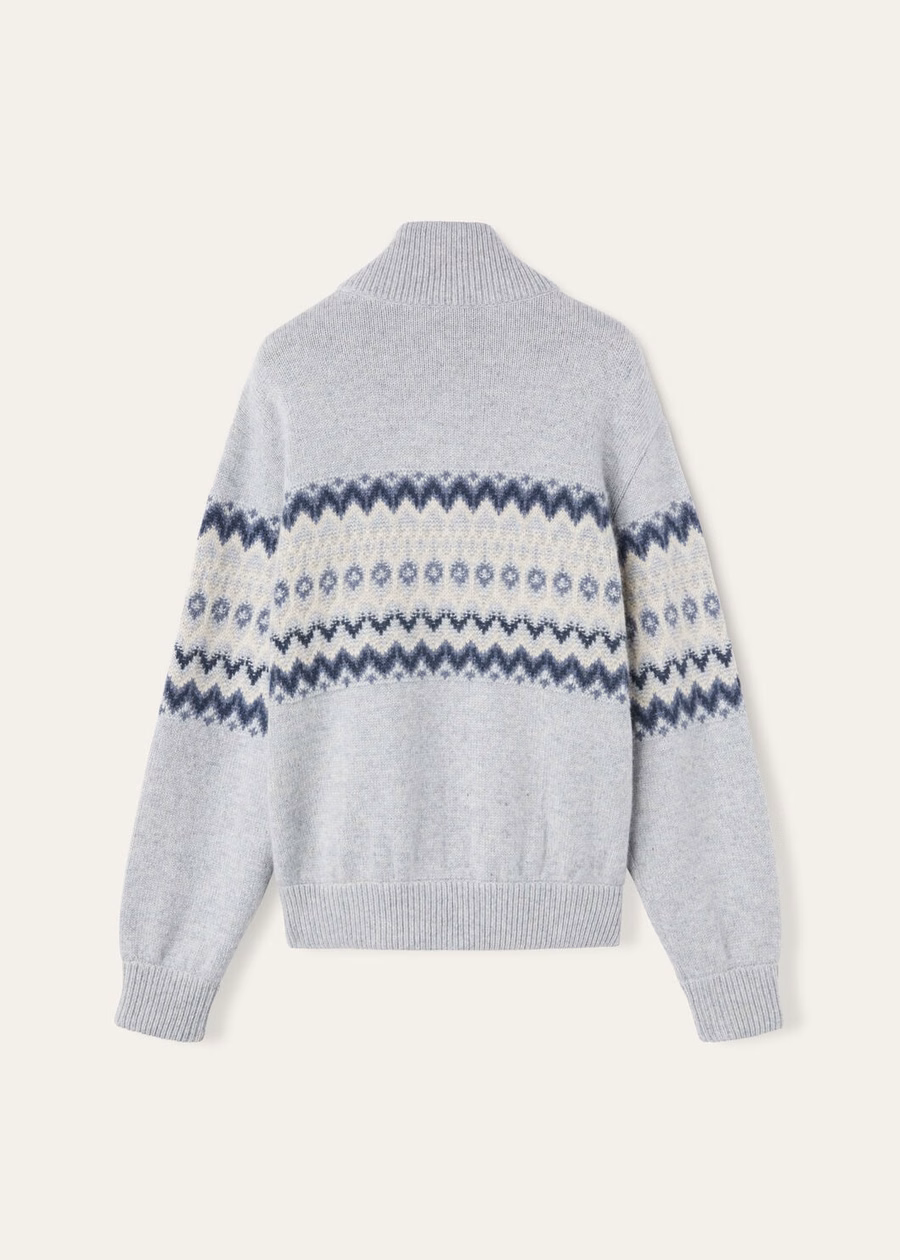 Alpe Pile Kasjmier Bomber Sweater Pearl Stone Melange/Seafoam Serenity