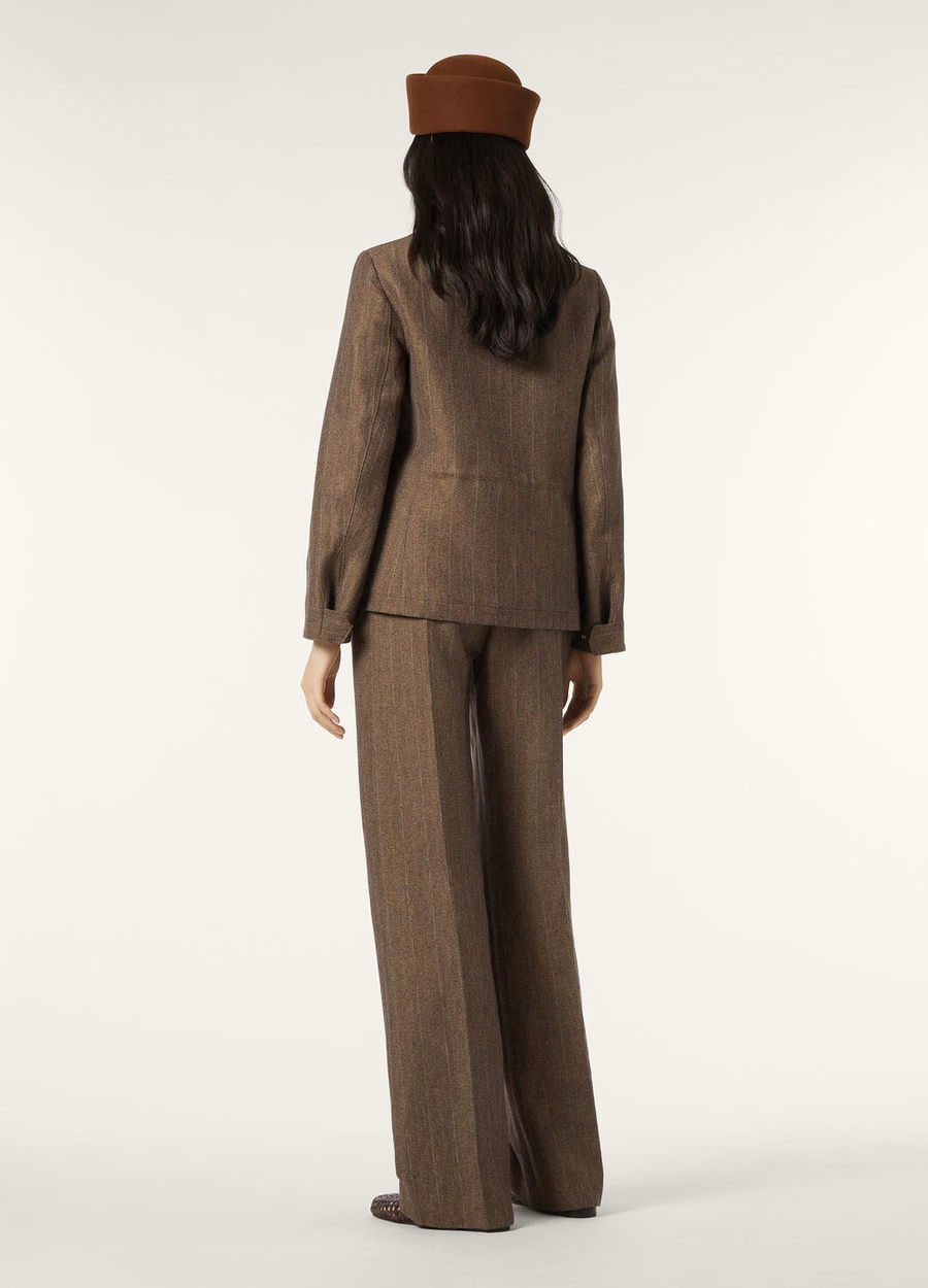 Traveller Mini Field Jacket In Cashmere Virgin Wool Green Brown Mouliné