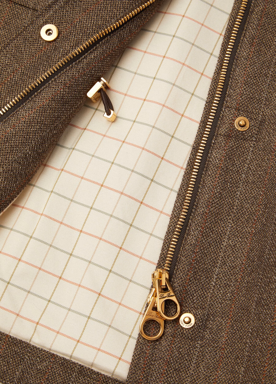Traveller Mini Field Jacket In Cashmere Virgin Wool Green Brown Mouliné