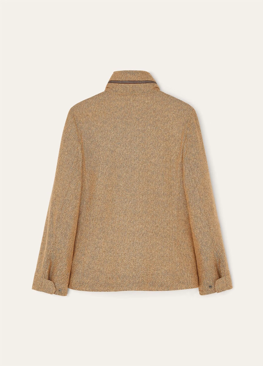 Traveller Mini Field Jacket Zijde Kasjmier Camelbruin Chevron