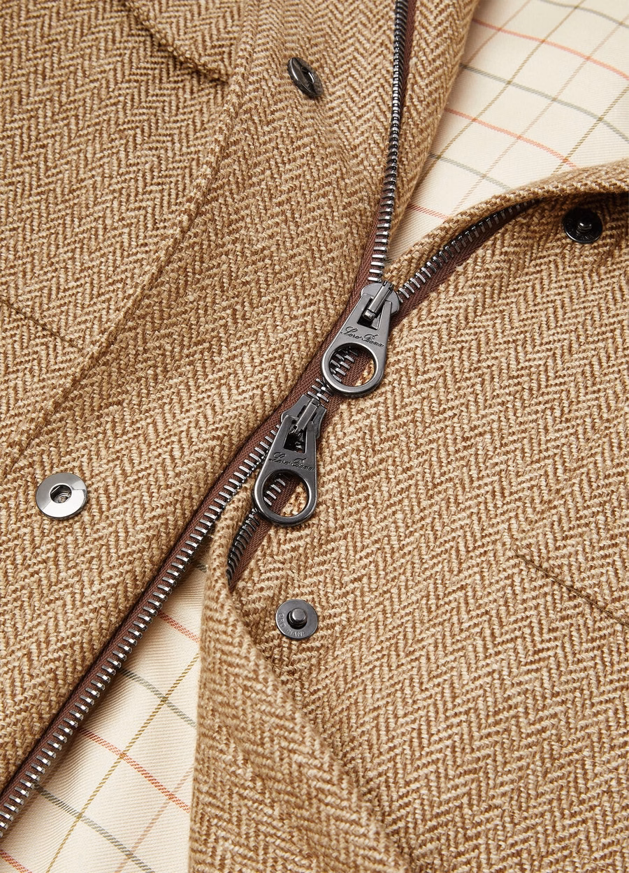 Traveller Mini Field Jacket Zijde Kasjmier Camelbruin Chevron