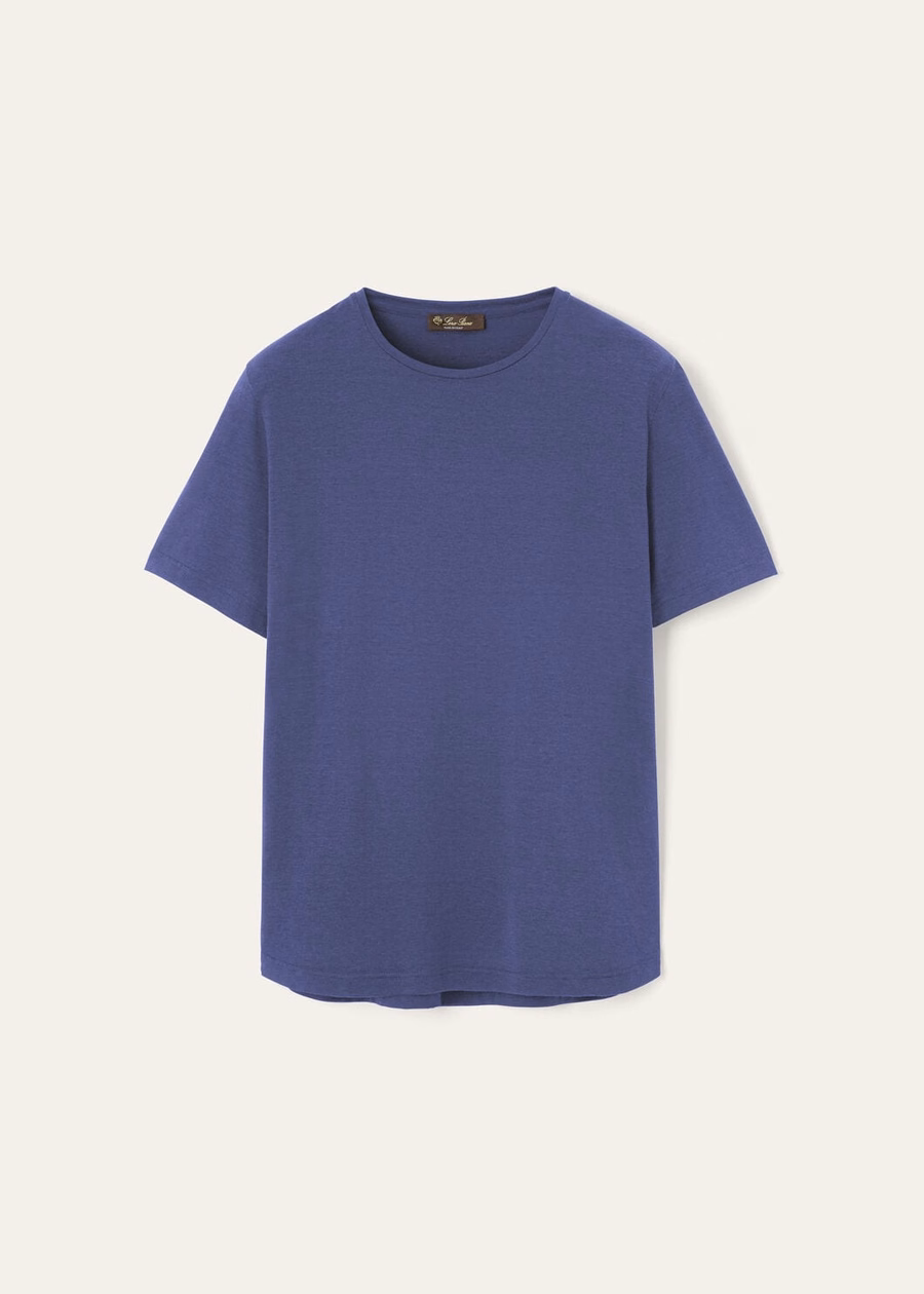 Zacht katoen-zijden T-shirt Delftsblauw