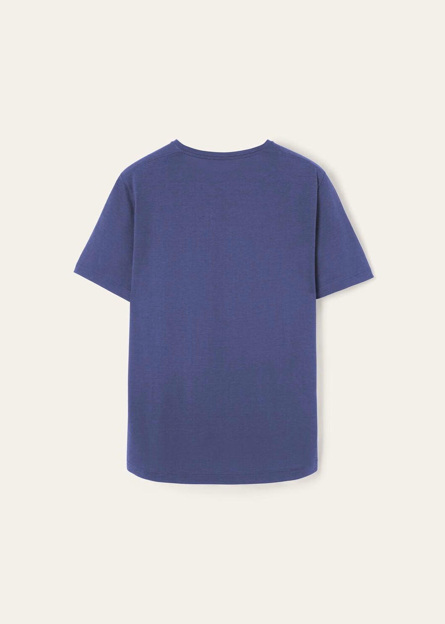 Zacht katoen-zijden T-shirt Delftsblauw