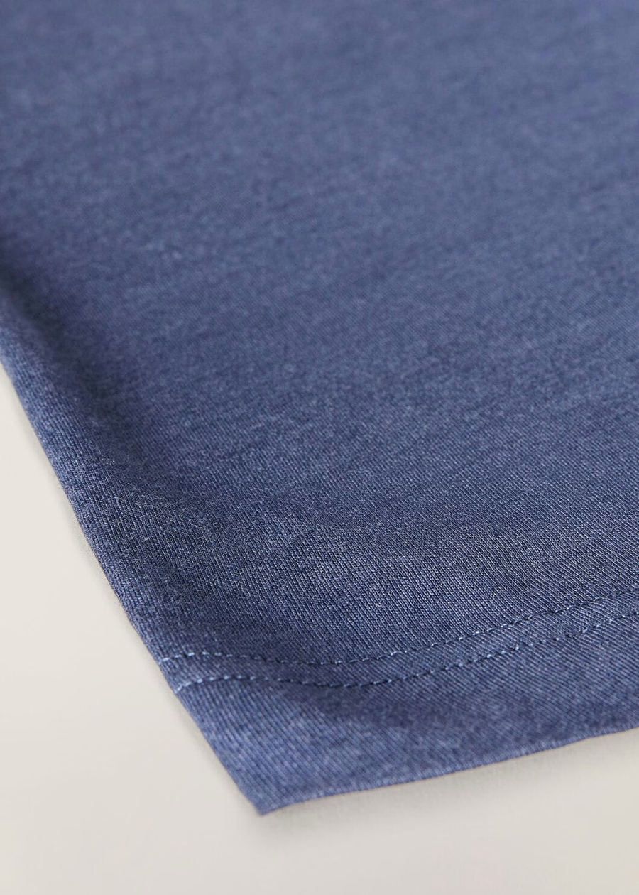 Zacht katoen-zijden T-shirt Delftsblauw