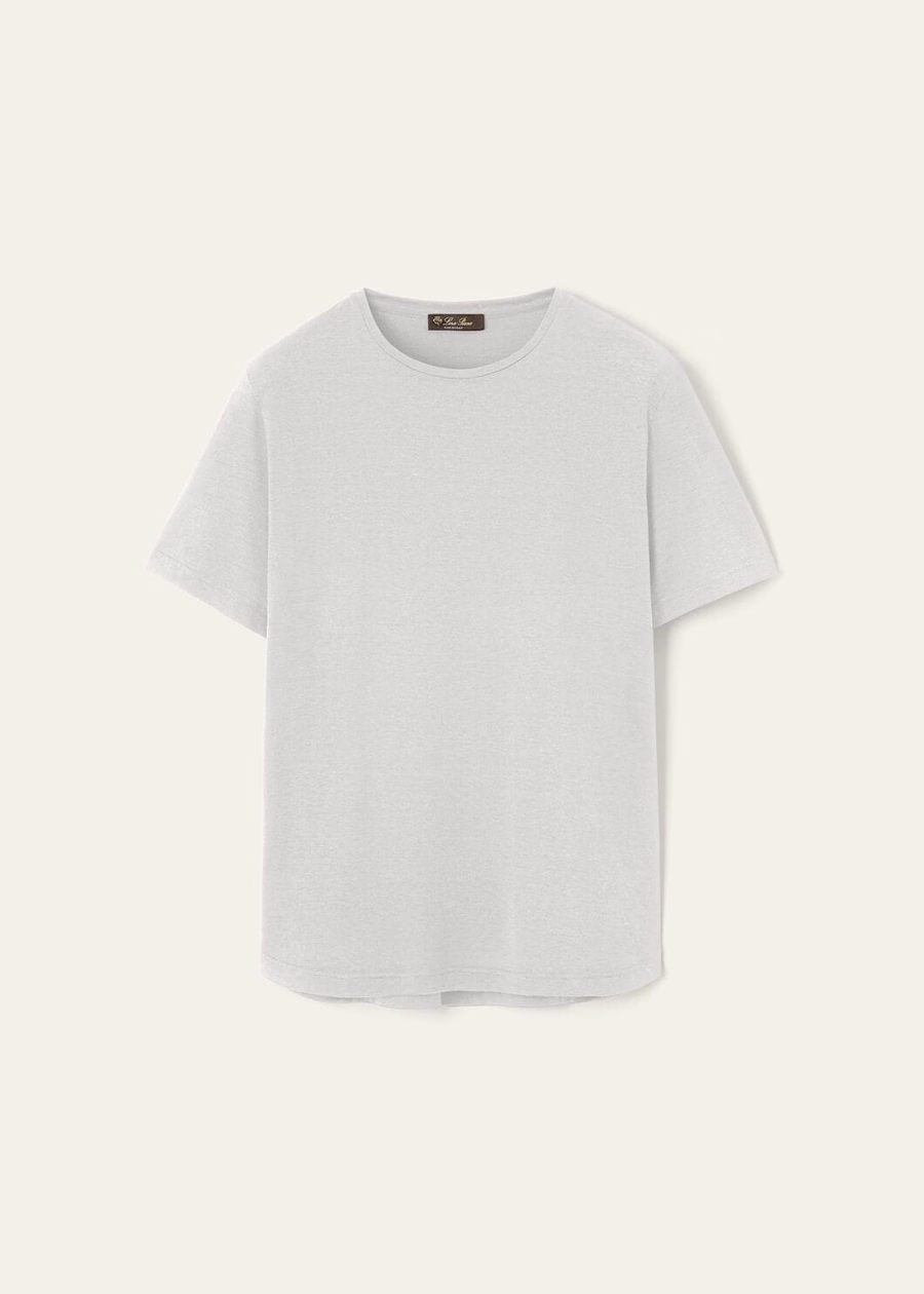 Zacht T-shirt van katoen en zijde, zilvergrijs.