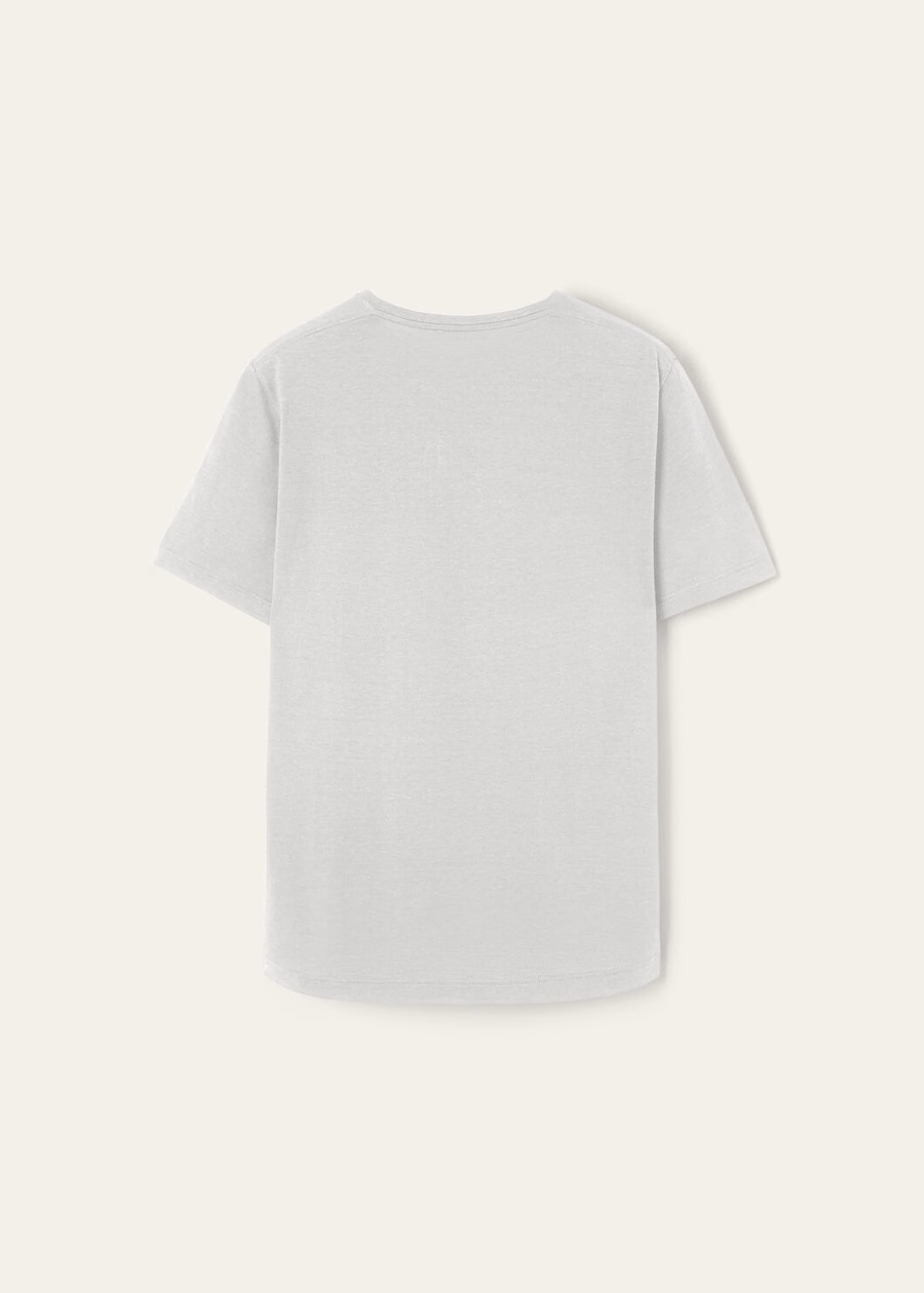 Zacht T-shirt van katoen en zijde, zilvergrijs.
