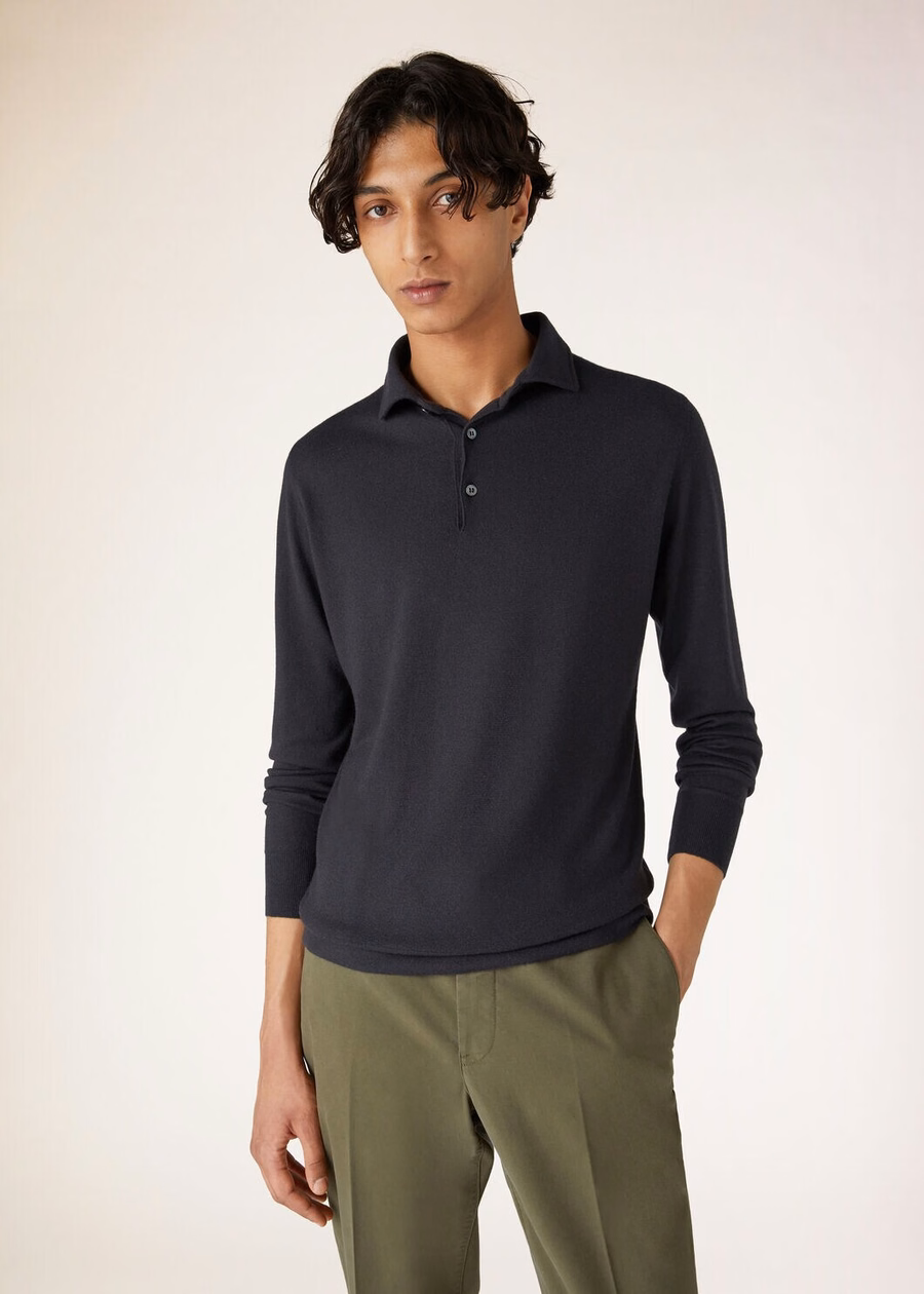 Baby kasjmier polo zwart
