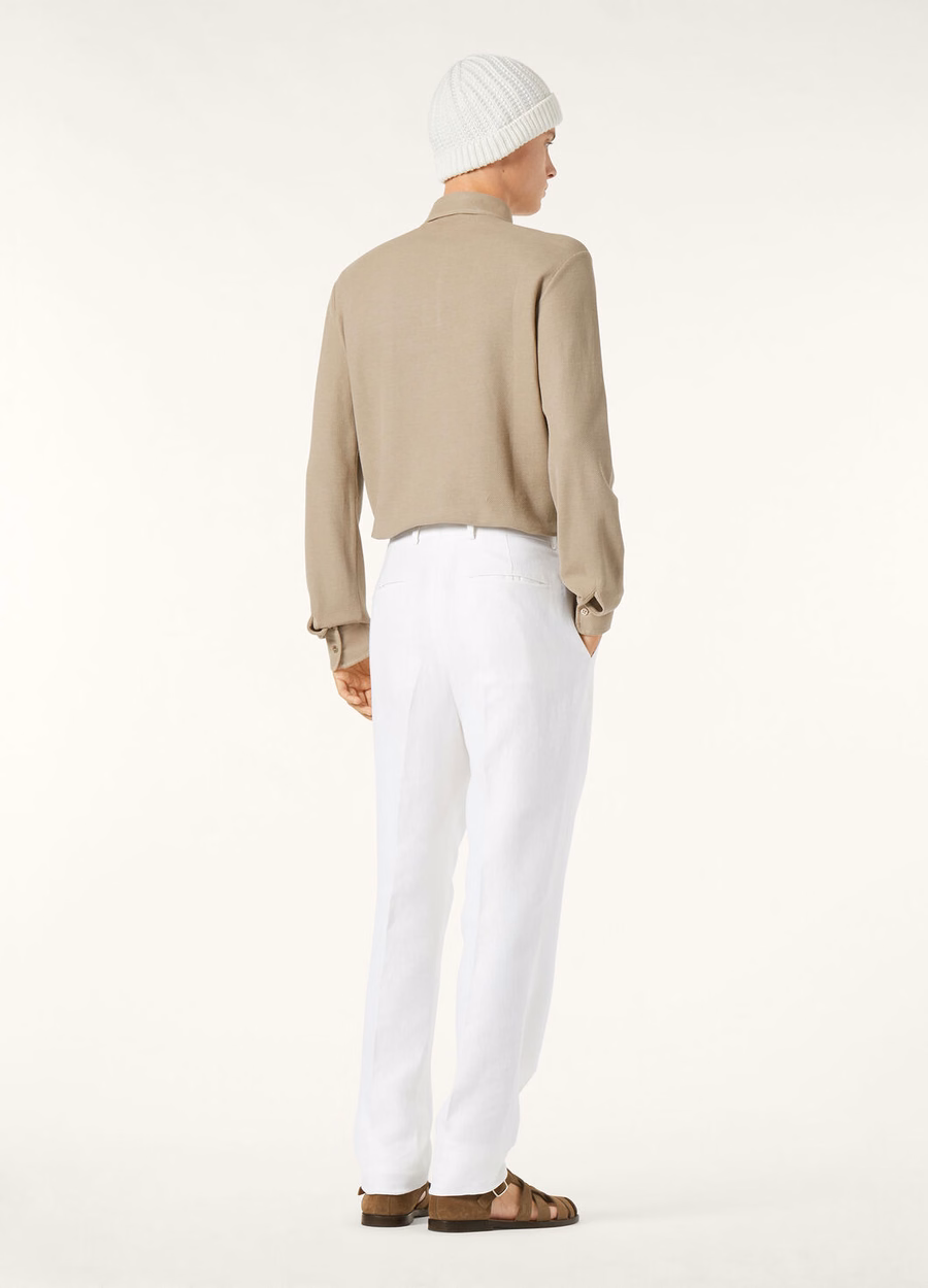 Beige poloshirt van kwartsietkleurig katoen