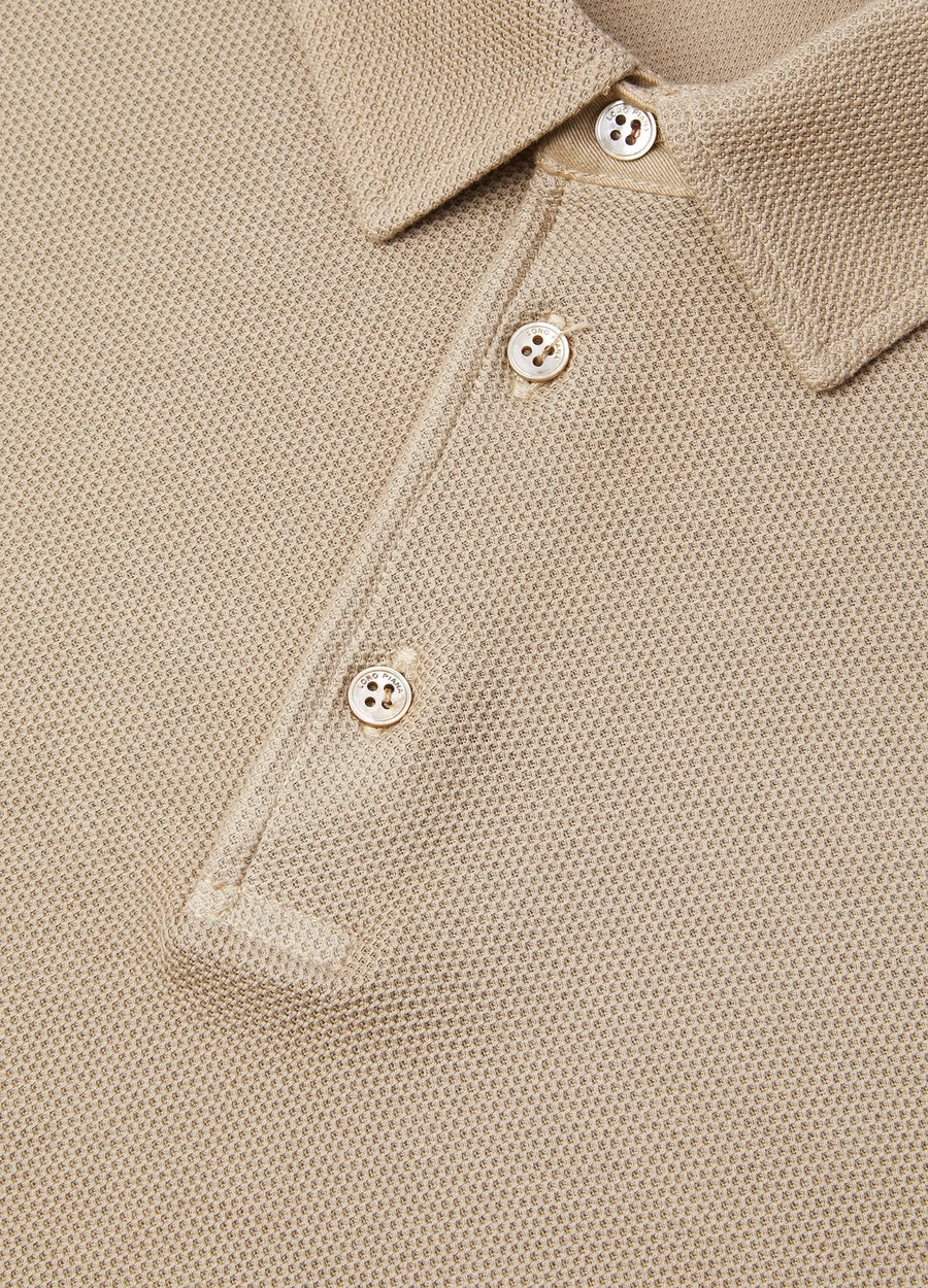 Beige poloshirt van kwartsietkleurig katoen