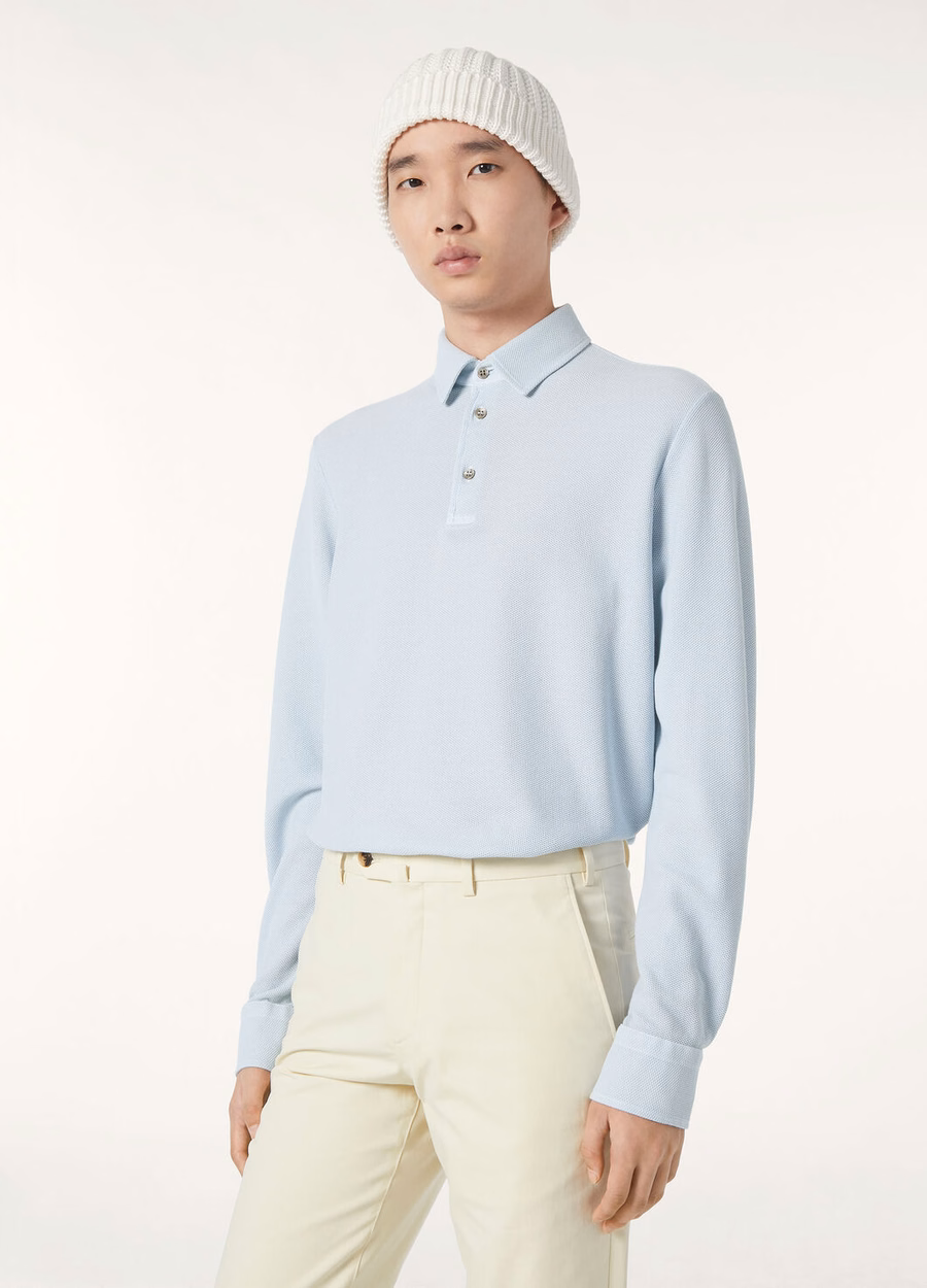 Lichtblauwe katoenen poloshirt