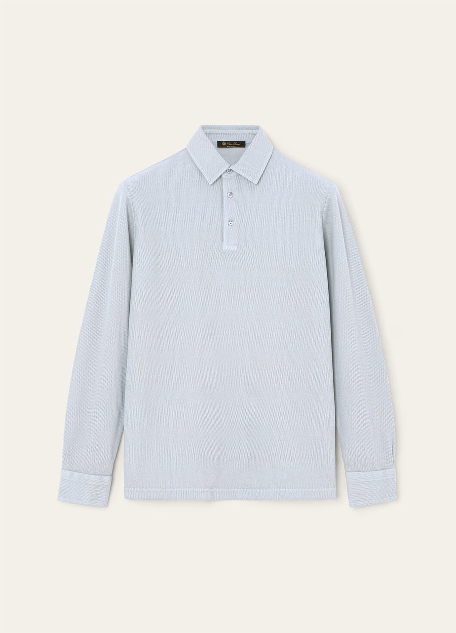 Lichtblauwe katoenen poloshirt