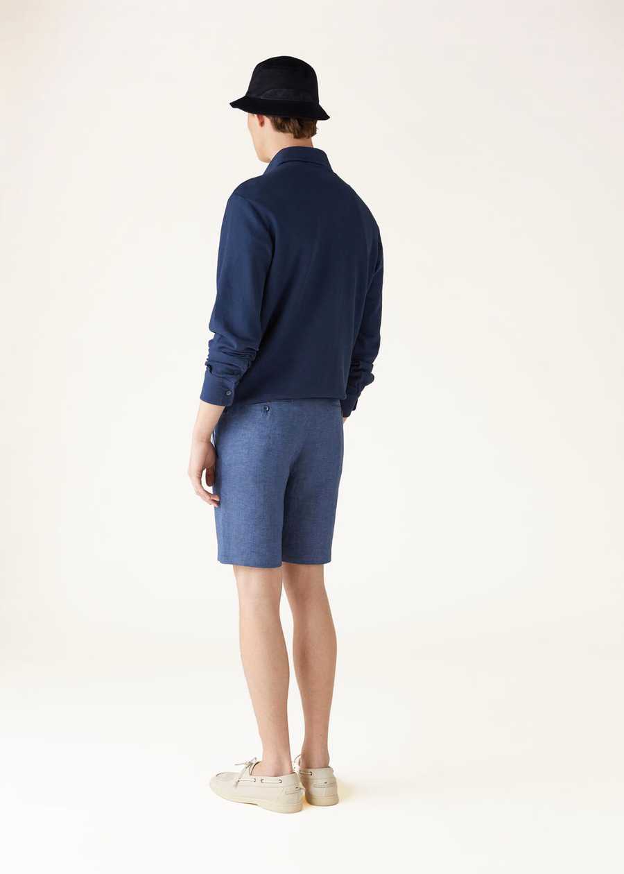 Donker oceaanblauwe katoenen poloshirt