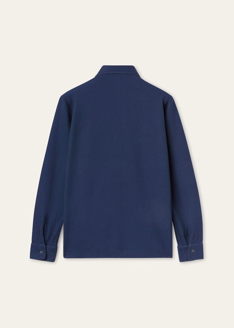 Donker oceaanblauwe katoenen poloshirt