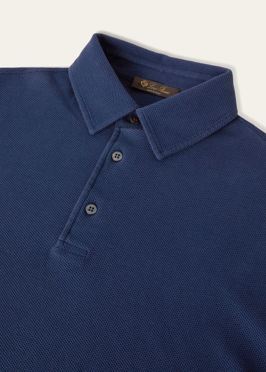 Donker oceaanblauwe katoenen poloshirt