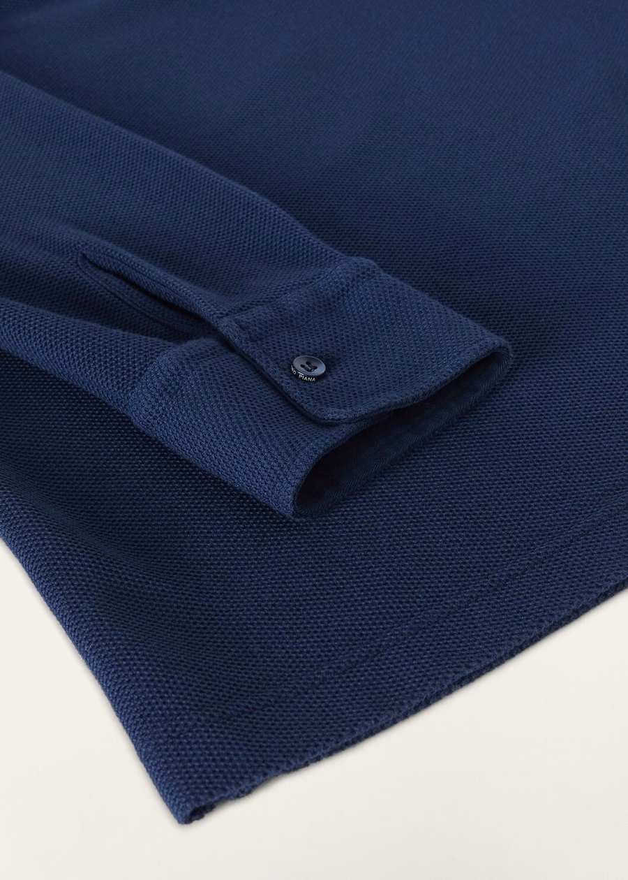 Donker oceaanblauwe katoenen poloshirt