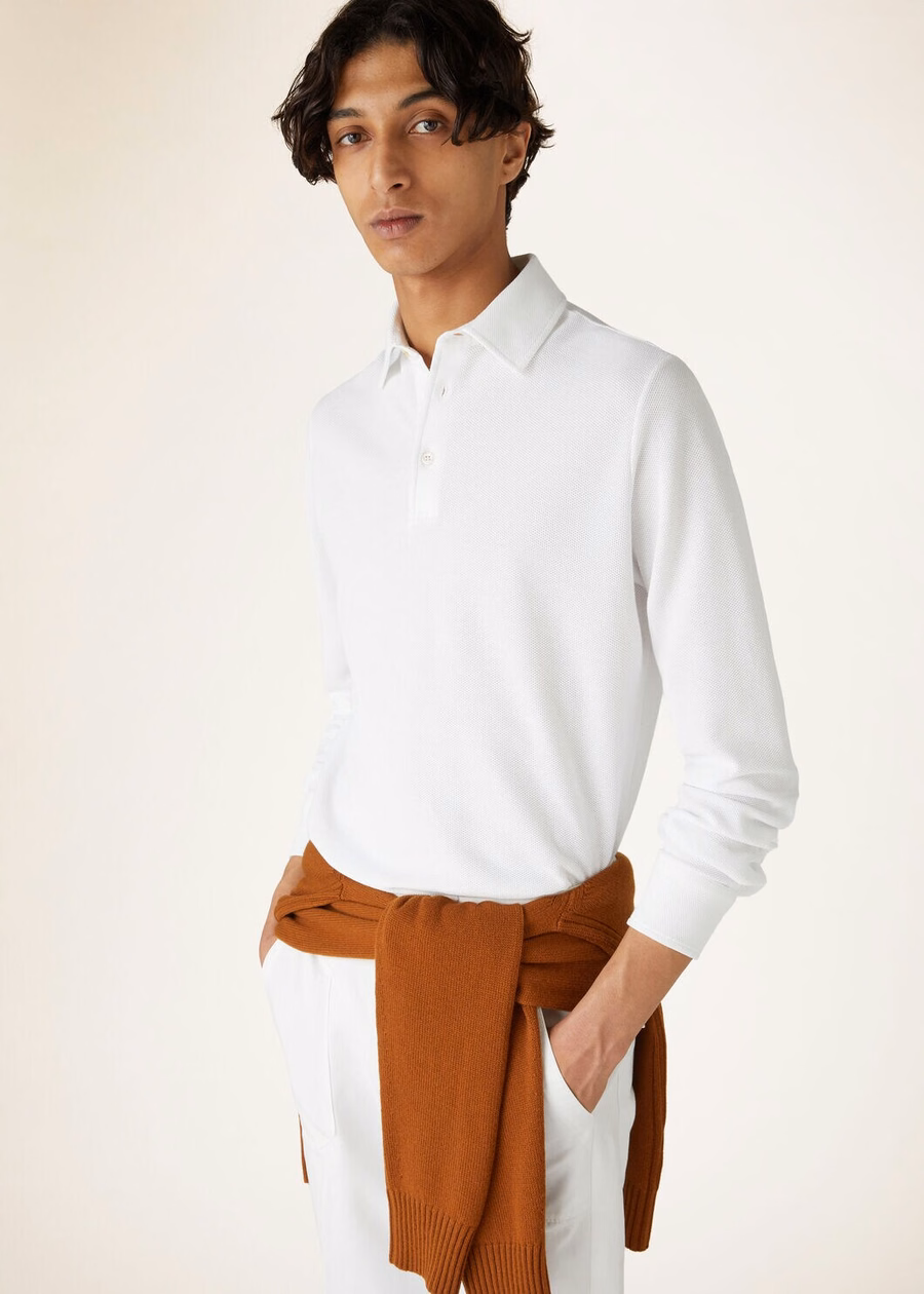 Optisch witte katoenen poloshirt
