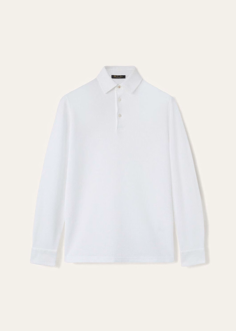 Optisch witte katoenen poloshirt
