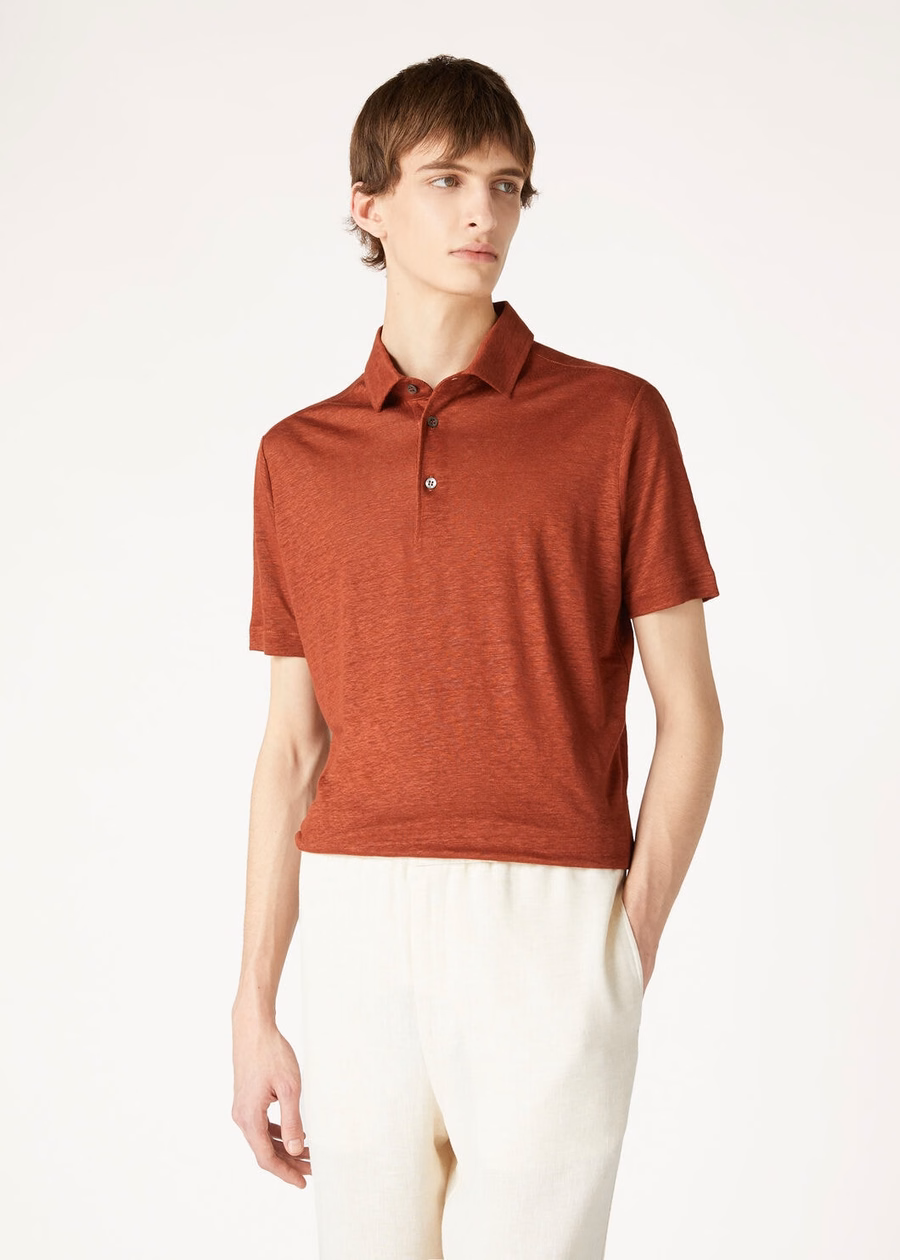 Poloshirt in donkere kurkuma