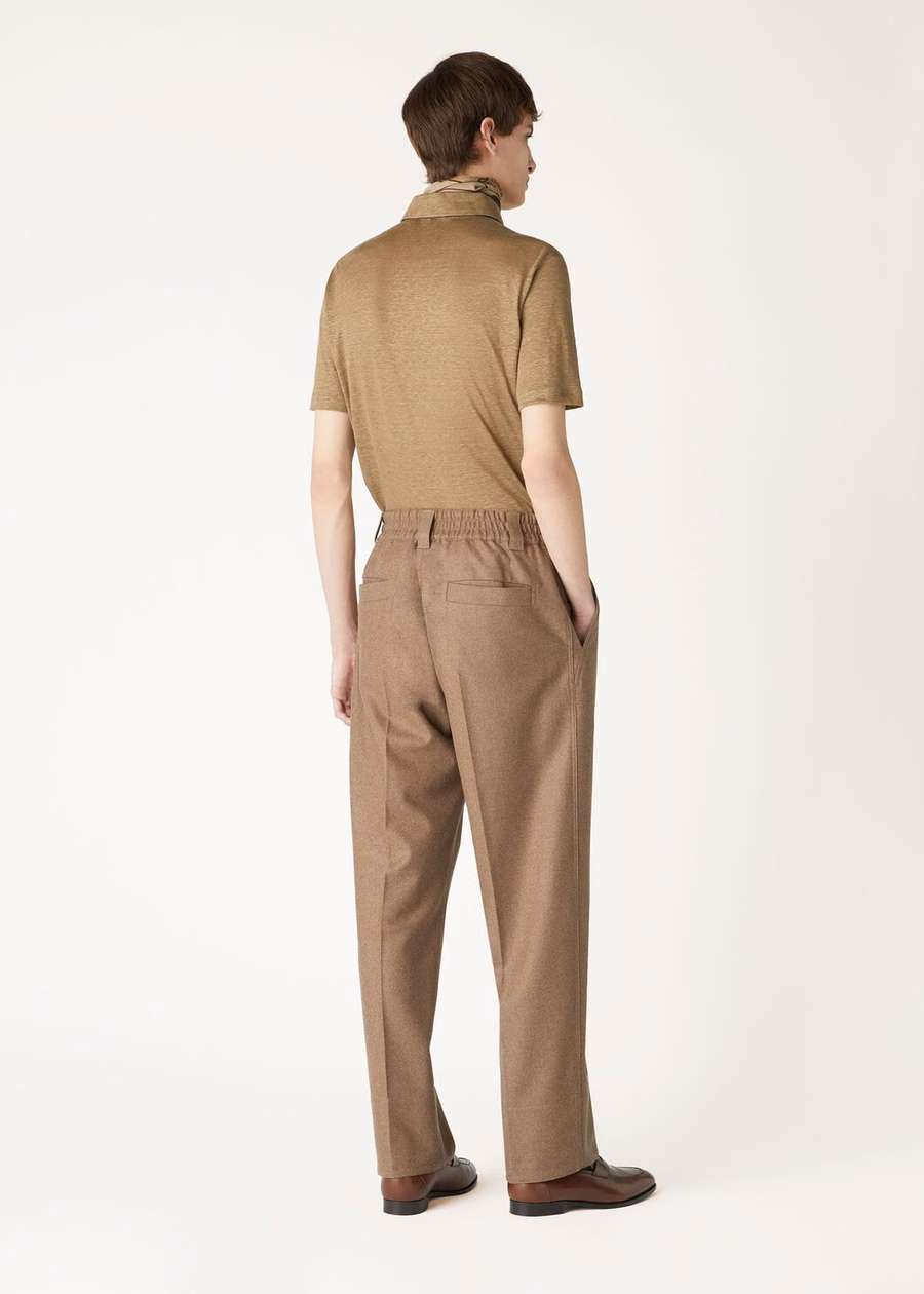 Linnen poloshirt in stoffige kaki
