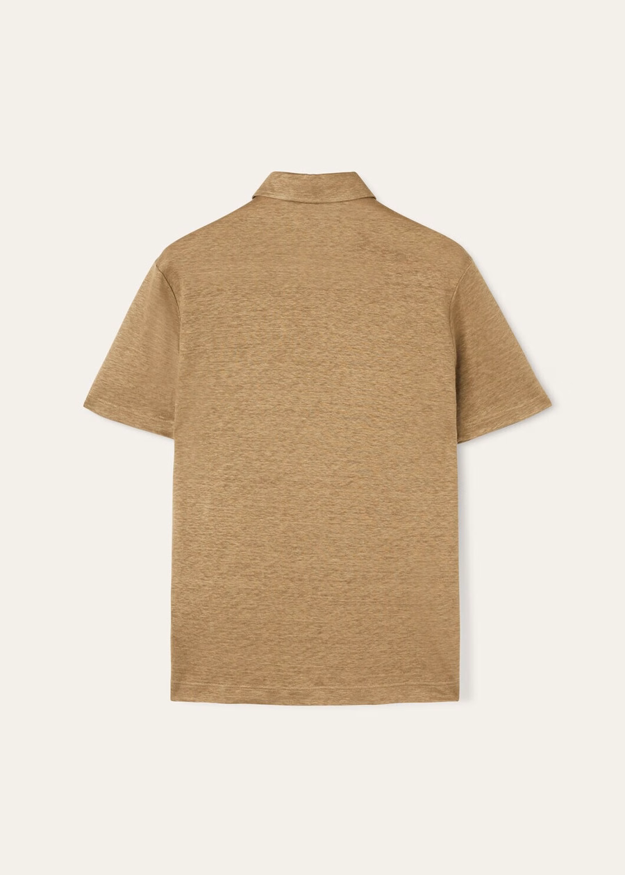 Linnen poloshirt in stoffige kaki