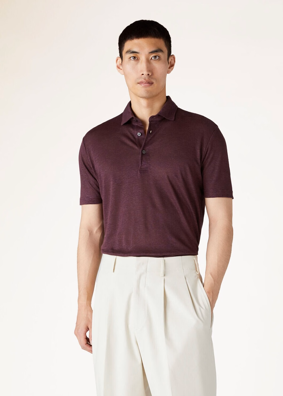 Polo T-shirt in zeer donker bordeauxrood