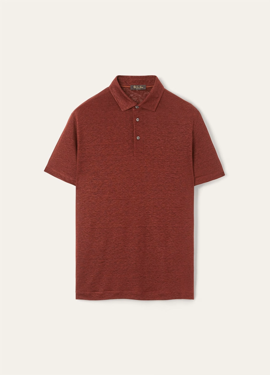 Donker bordeauxrode linnen poloshirt