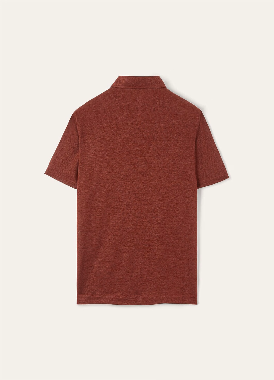 Donker bordeauxrode linnen poloshirt