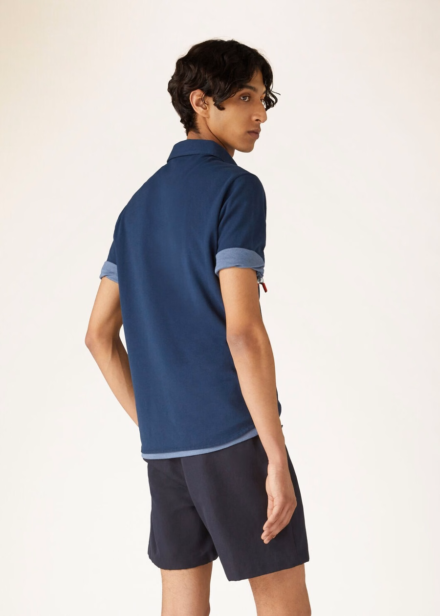 Polo shirt van geverfd katoen met Eclipse-print