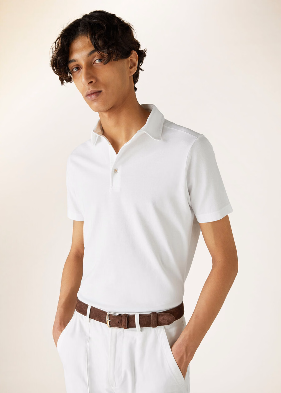 Optisch witte katoenen poloshirt