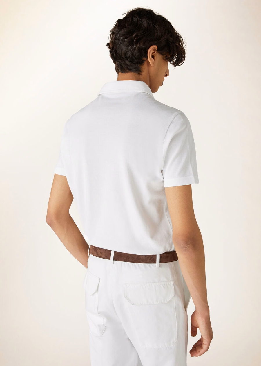 Optisch witte katoenen poloshirt
