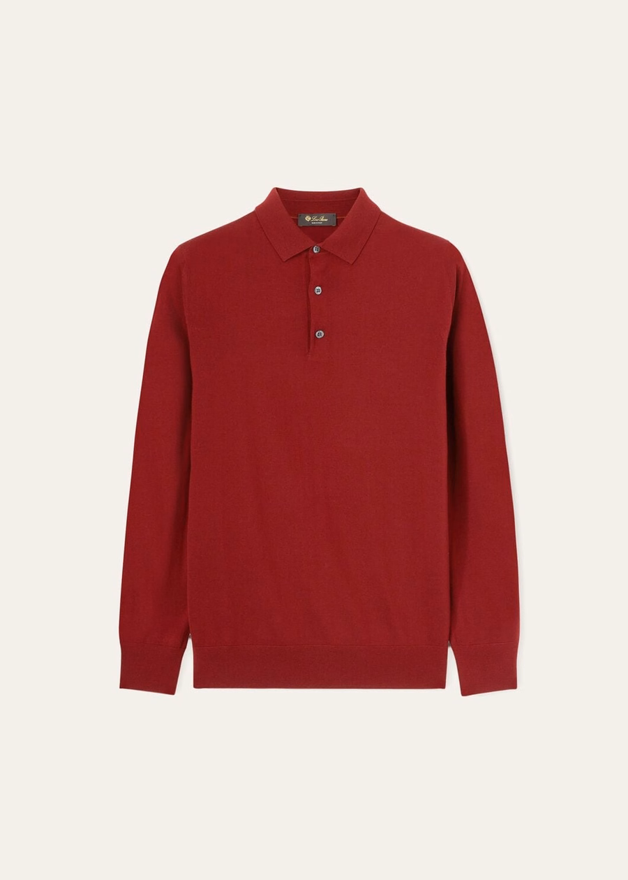 Wish® wollen poloshirt, effen, Tibetaans rood