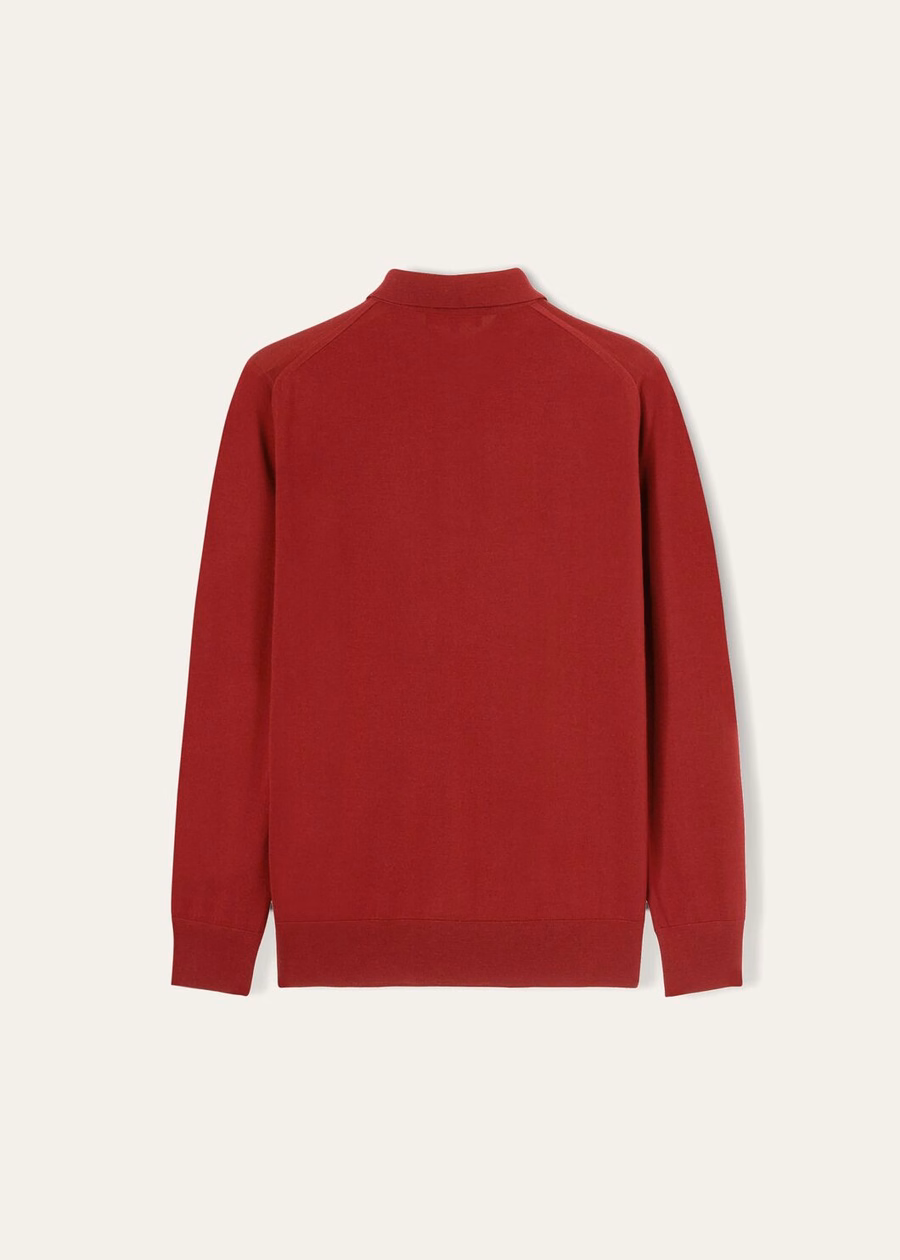 Wish® wollen poloshirt, effen, Tibetaans rood