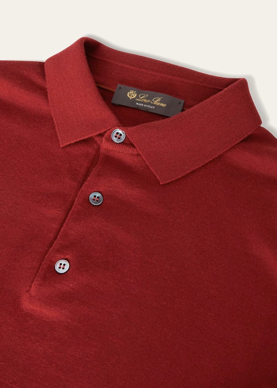 Wish® wollen poloshirt, effen, Tibetaans rood