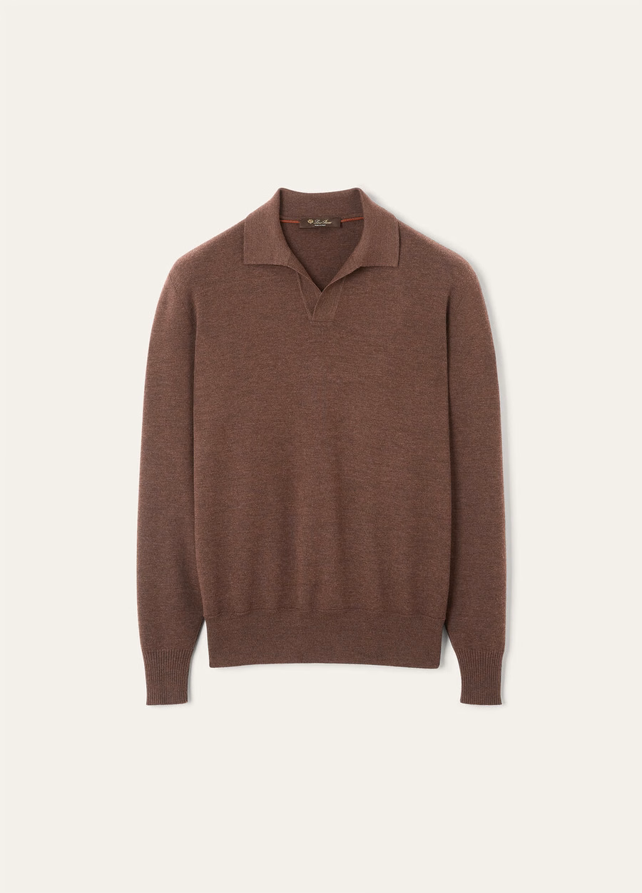 Wish® wollen poloshirt met sterrenmotief en Anaise melange-look en knoopsluiting