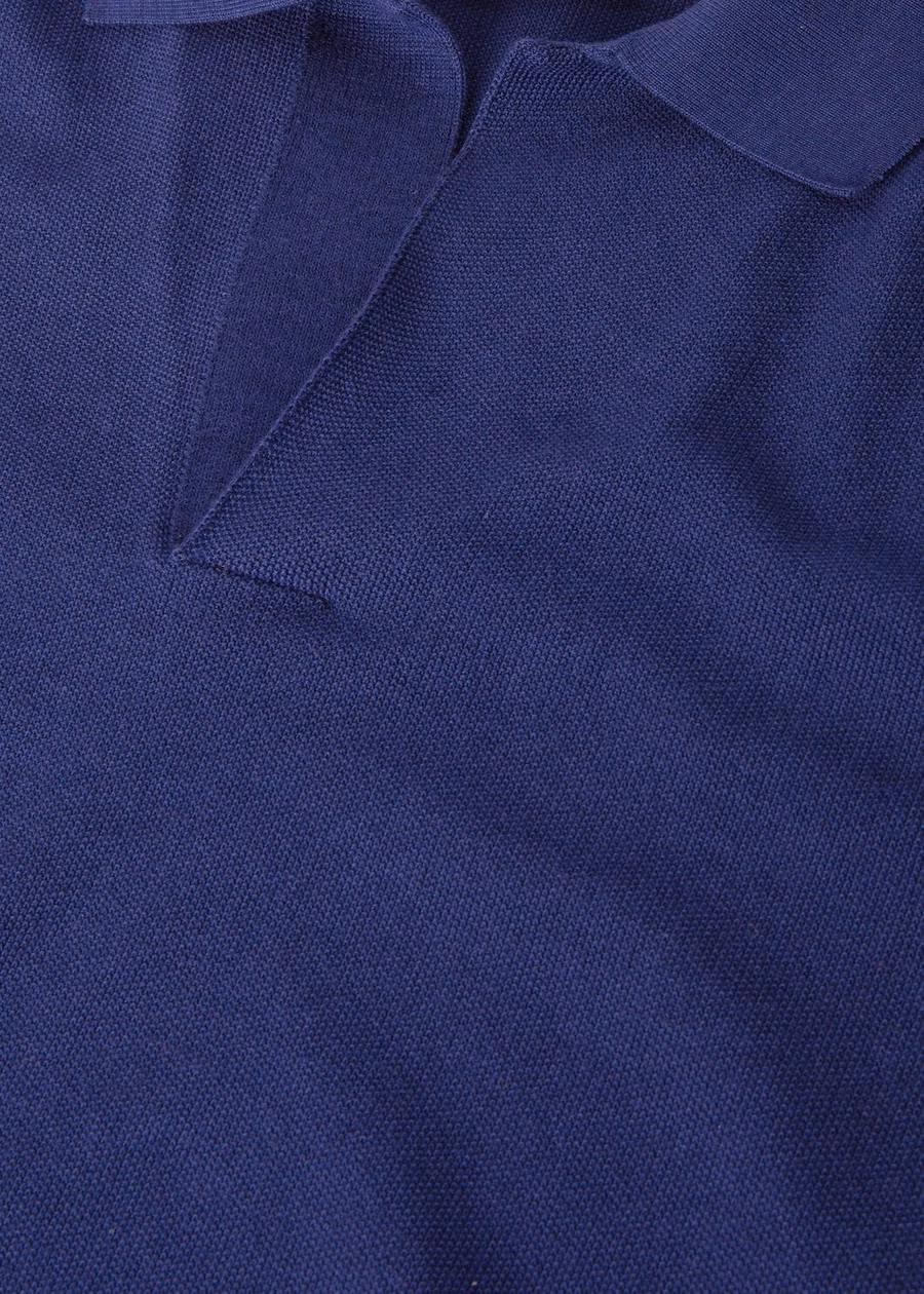 Poloshirt zonder knopen Katoen Zijde Kobalt Steen