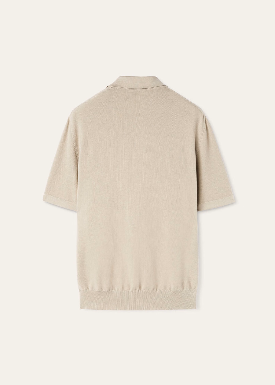 Polo shirt zonder knopen, katoen, zijde, crème