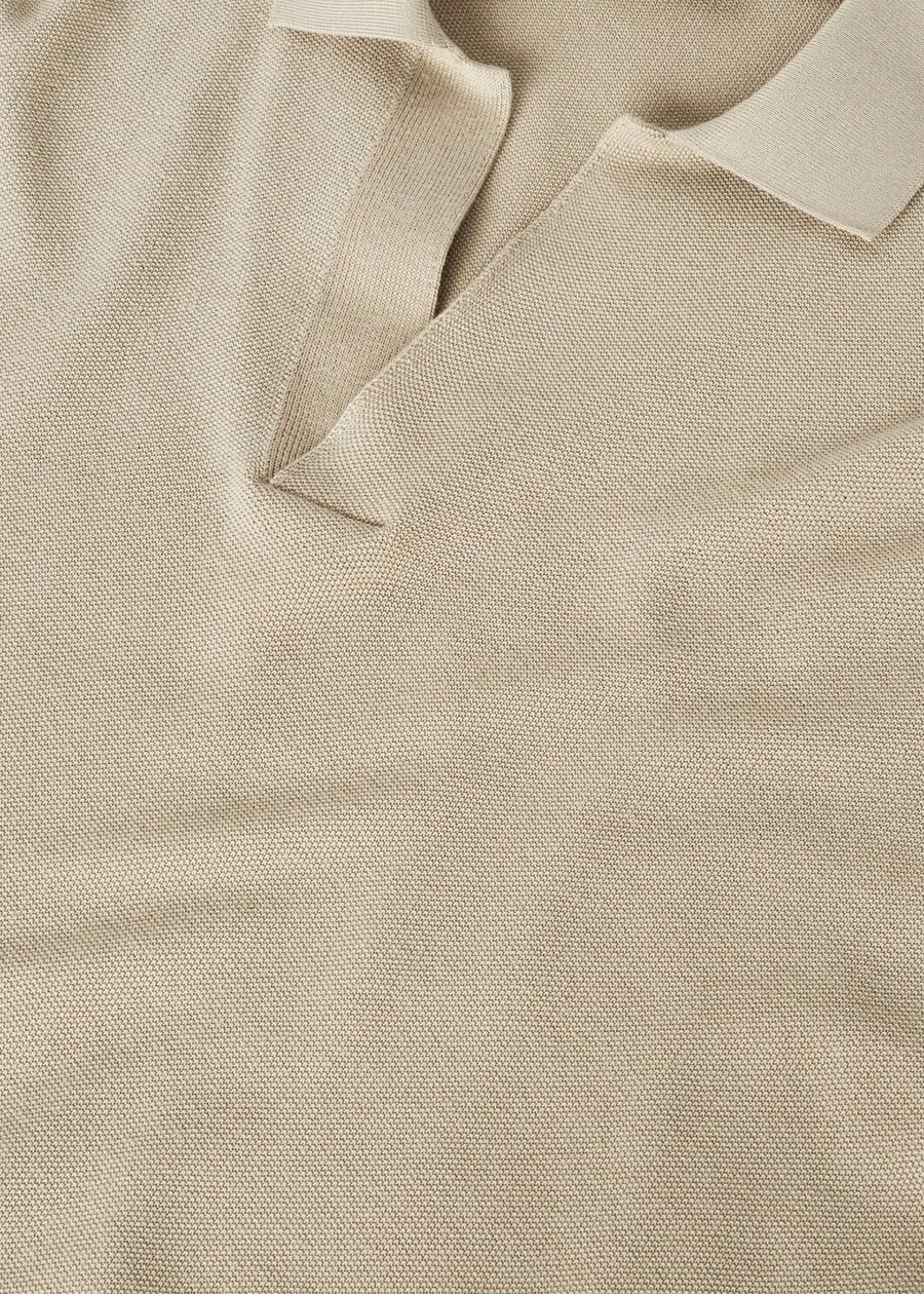 Polo shirt zonder knopen, katoen, zijde, crème